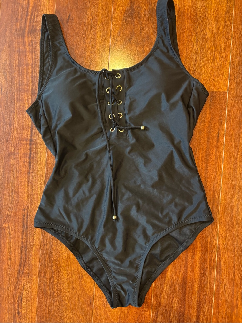 Black Lace-Up One-Piece Swimsuit for Women